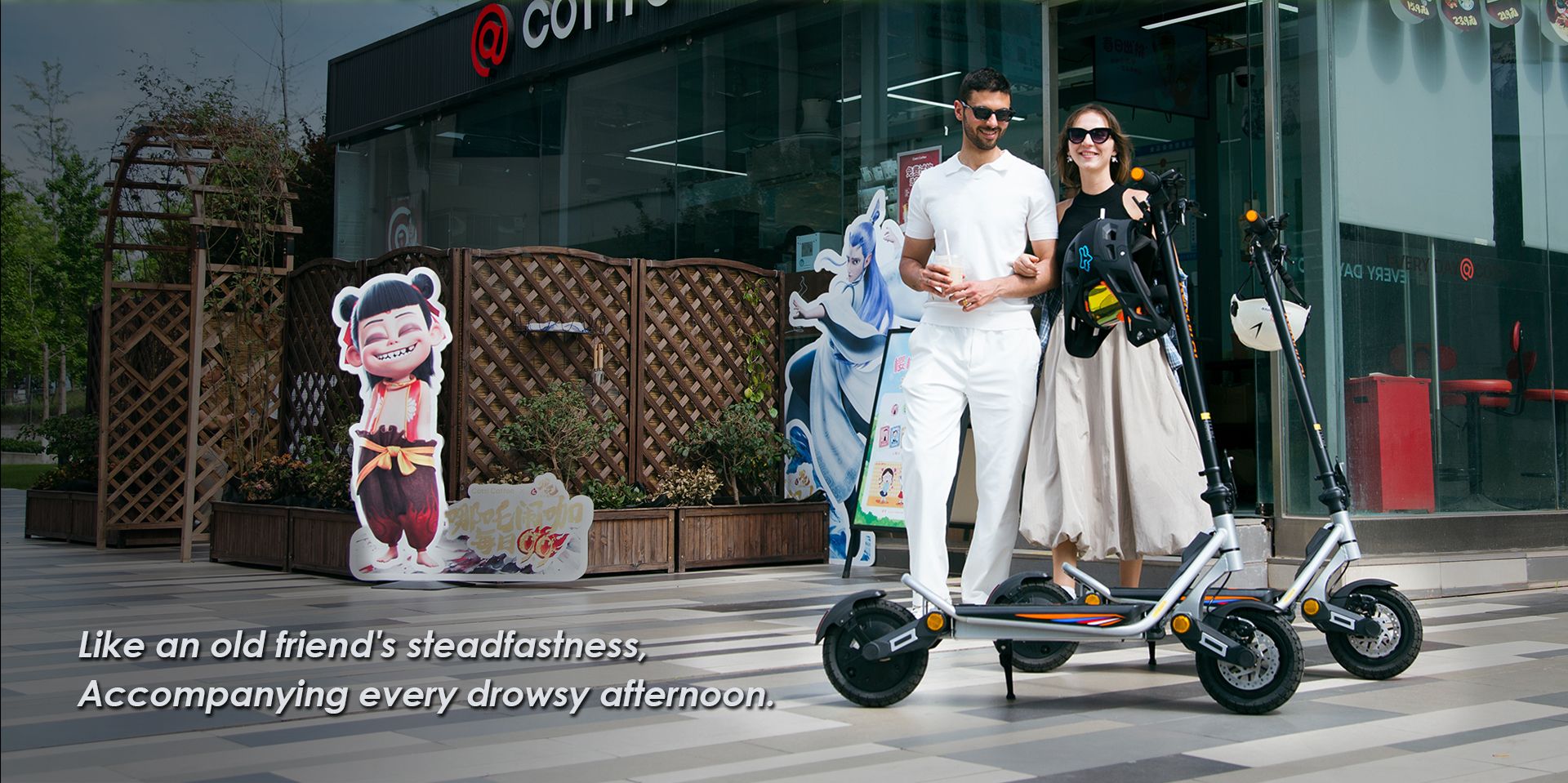 KuKirin foldable electric scooter lifestyle outdoor street scene for adult riding