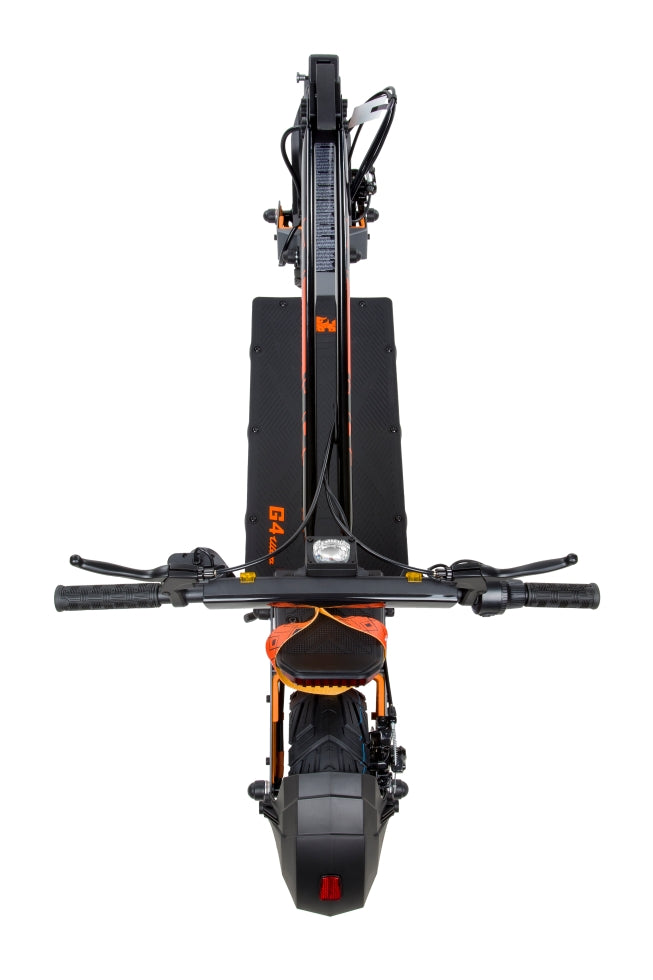 KuKirin G4 Ultra folded electric scooter top-down overhead view, foldable adult off-road e-scooter on white background