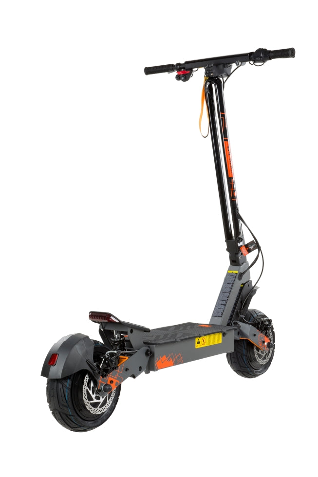 KuKirin G4 Ultra electric scooter slanted side view, unfolded offroad e-scooter white background