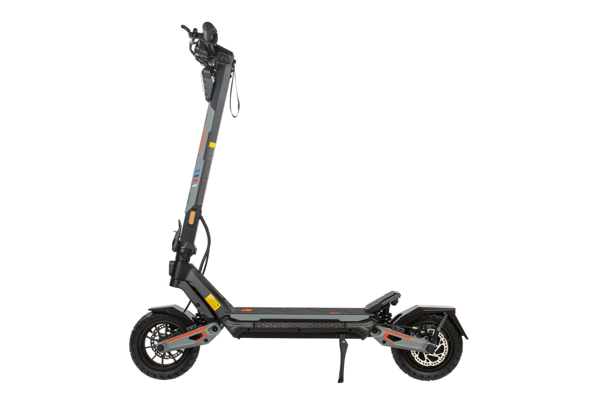 KuKirin T4 adult electric scooter front side view, foldable dual motor off-road e-scooter on white background