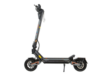 KuKirin T4 adult electric scooter front side view, foldable dual motor off-road e-scooter on white background