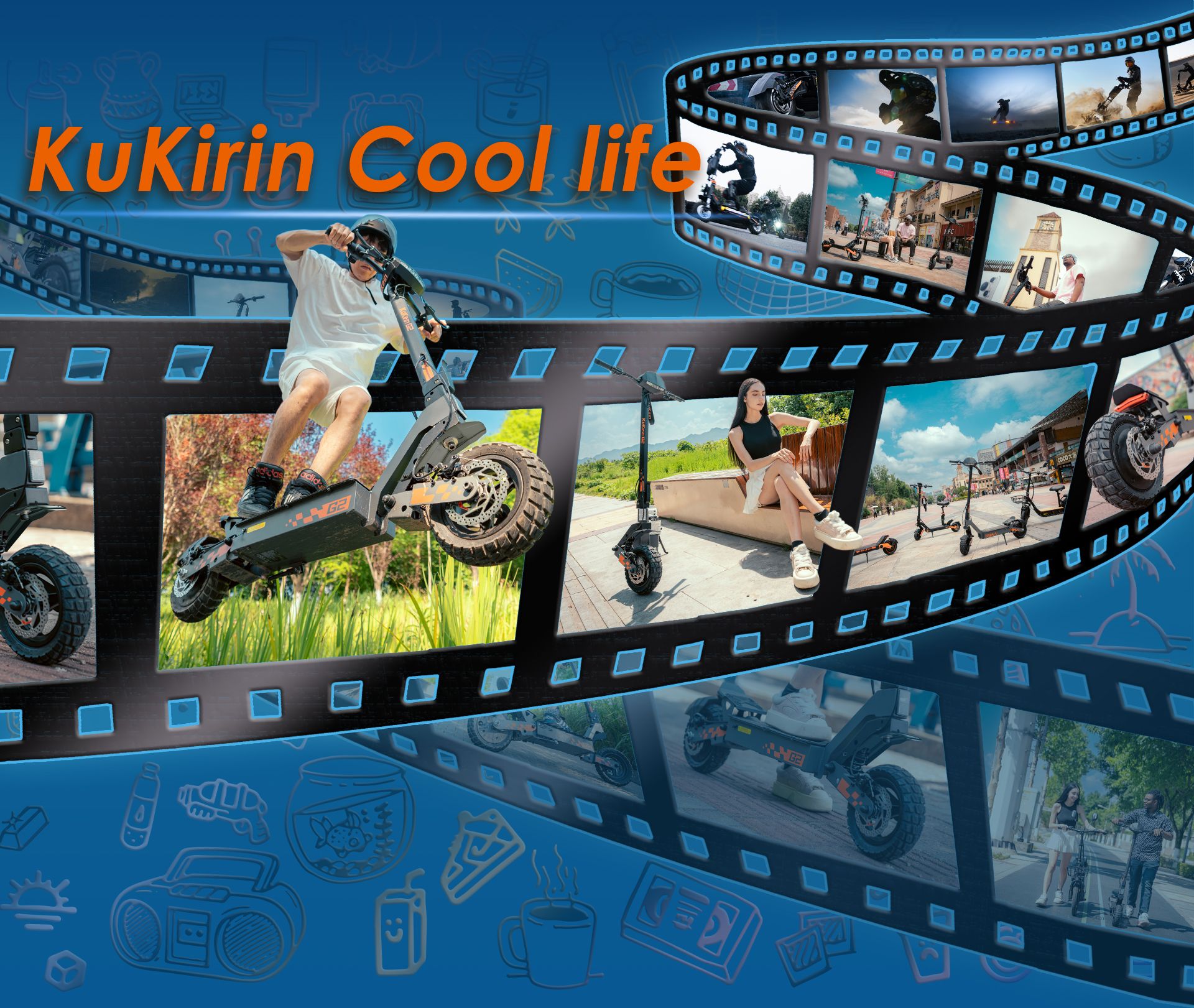 KuKirin G2 electric scooter real‑life usage collage, urban outdoor riding and daily commuting scenes