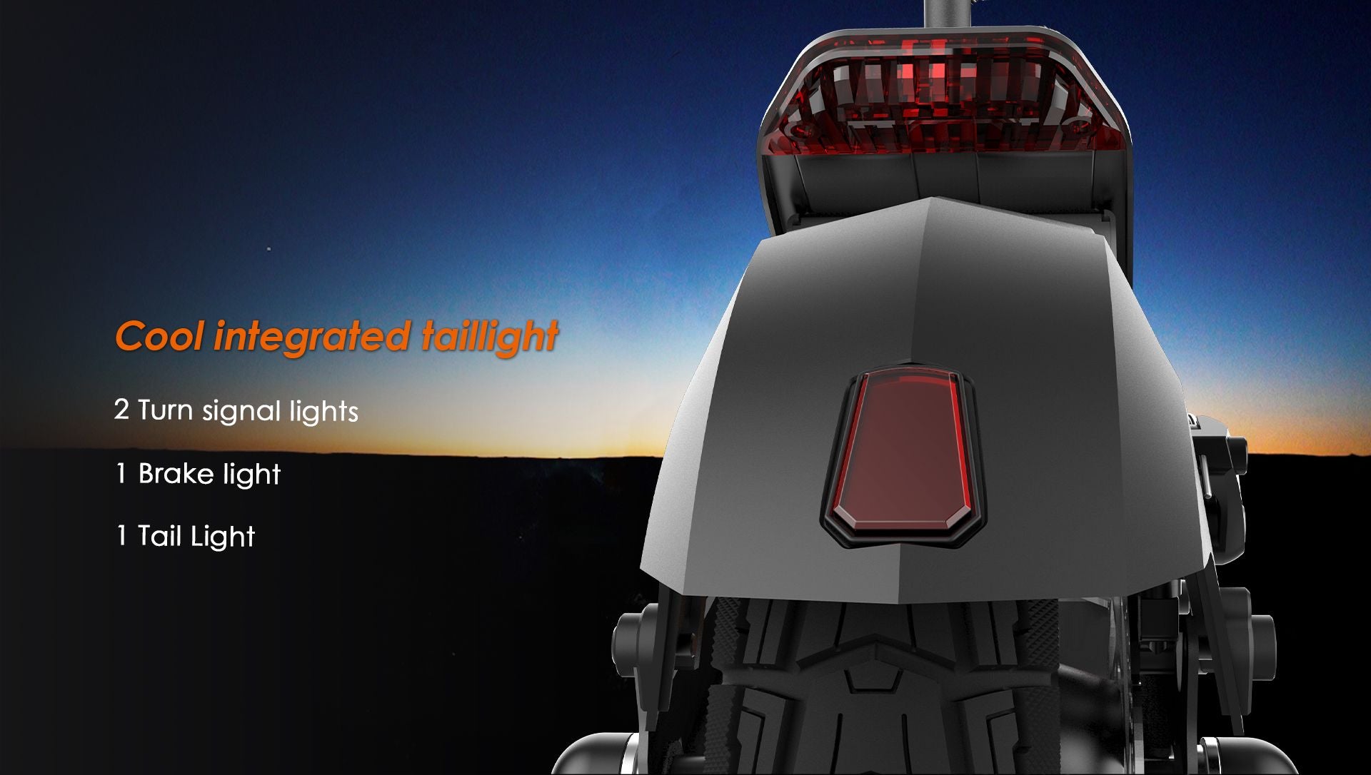 KuKirin G2 electric scooter rear integrated taillight, brake light and turn signal lamps for rear safety warning