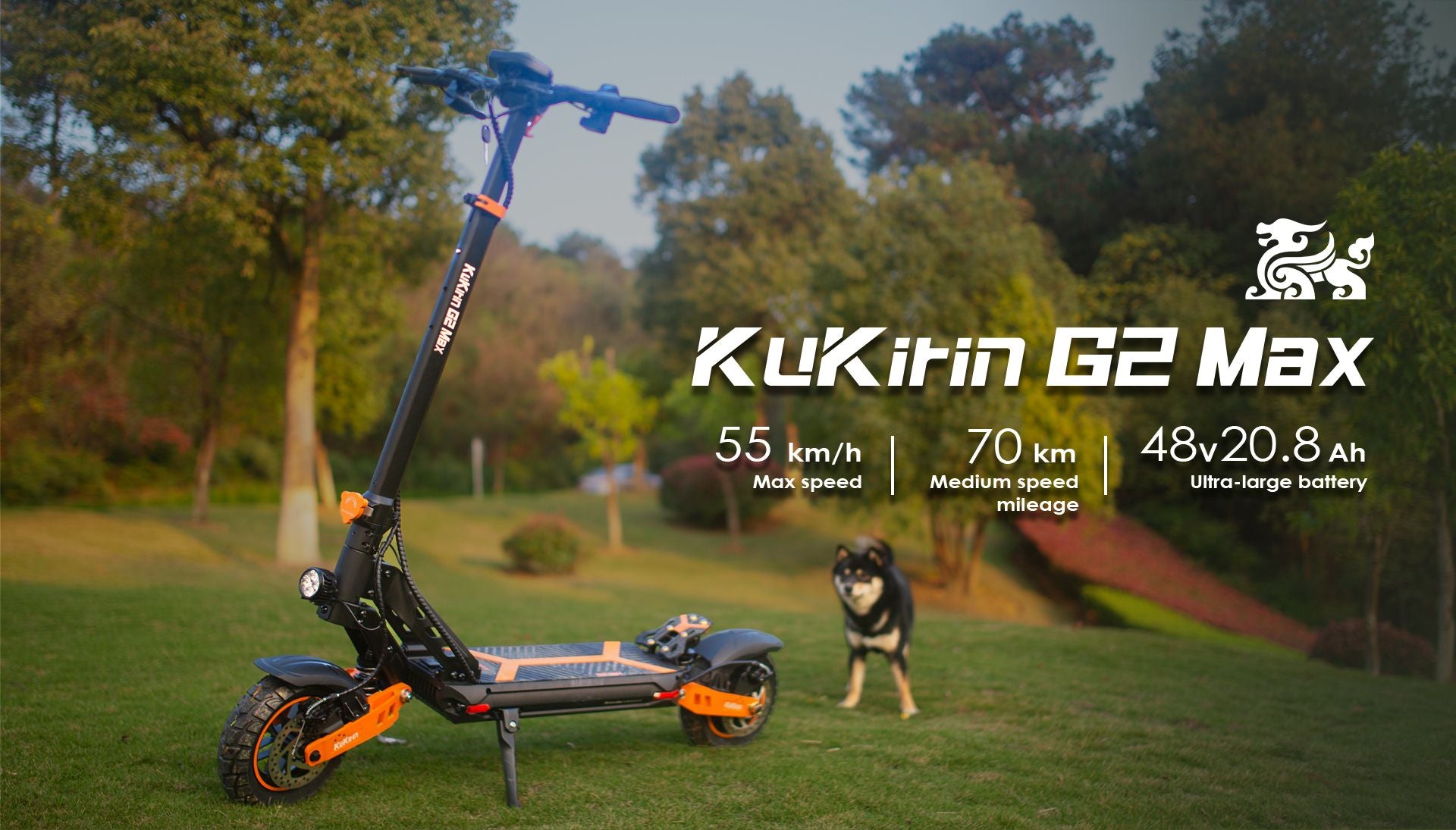 KuKirin G2 Max adult electric scooter displayed on green grass outdoor