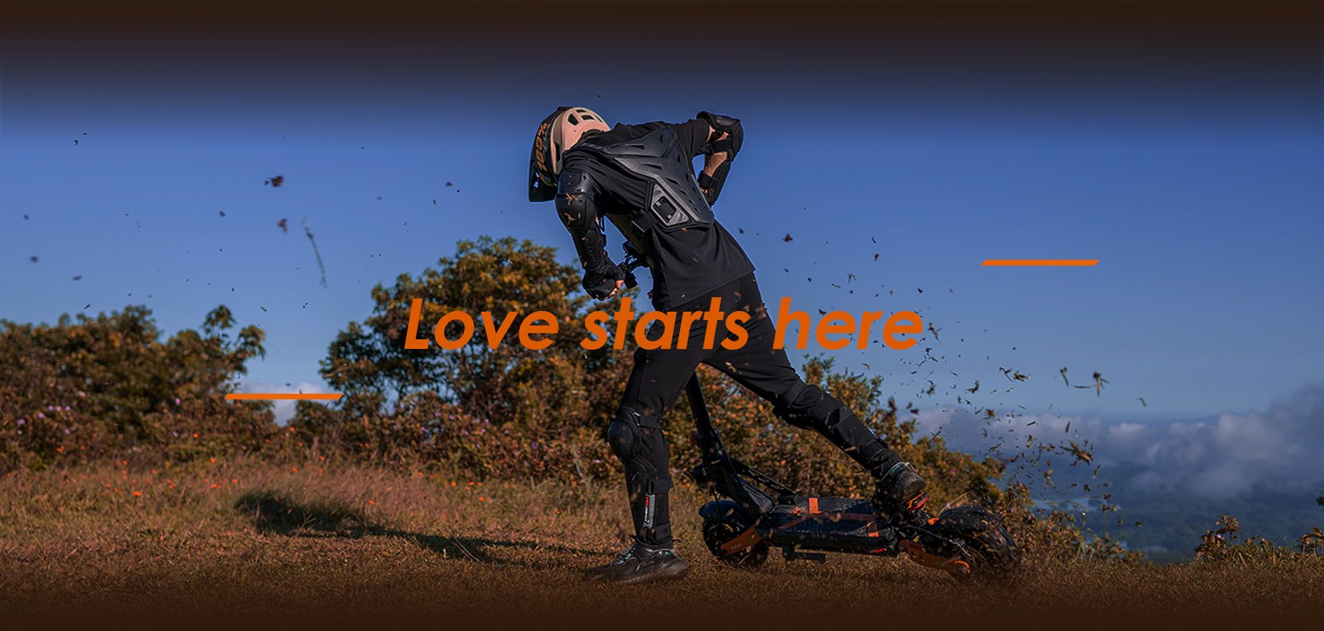KuKirin G2 Max electric scooter outdoor mountain off‑road riding lifestyle shot