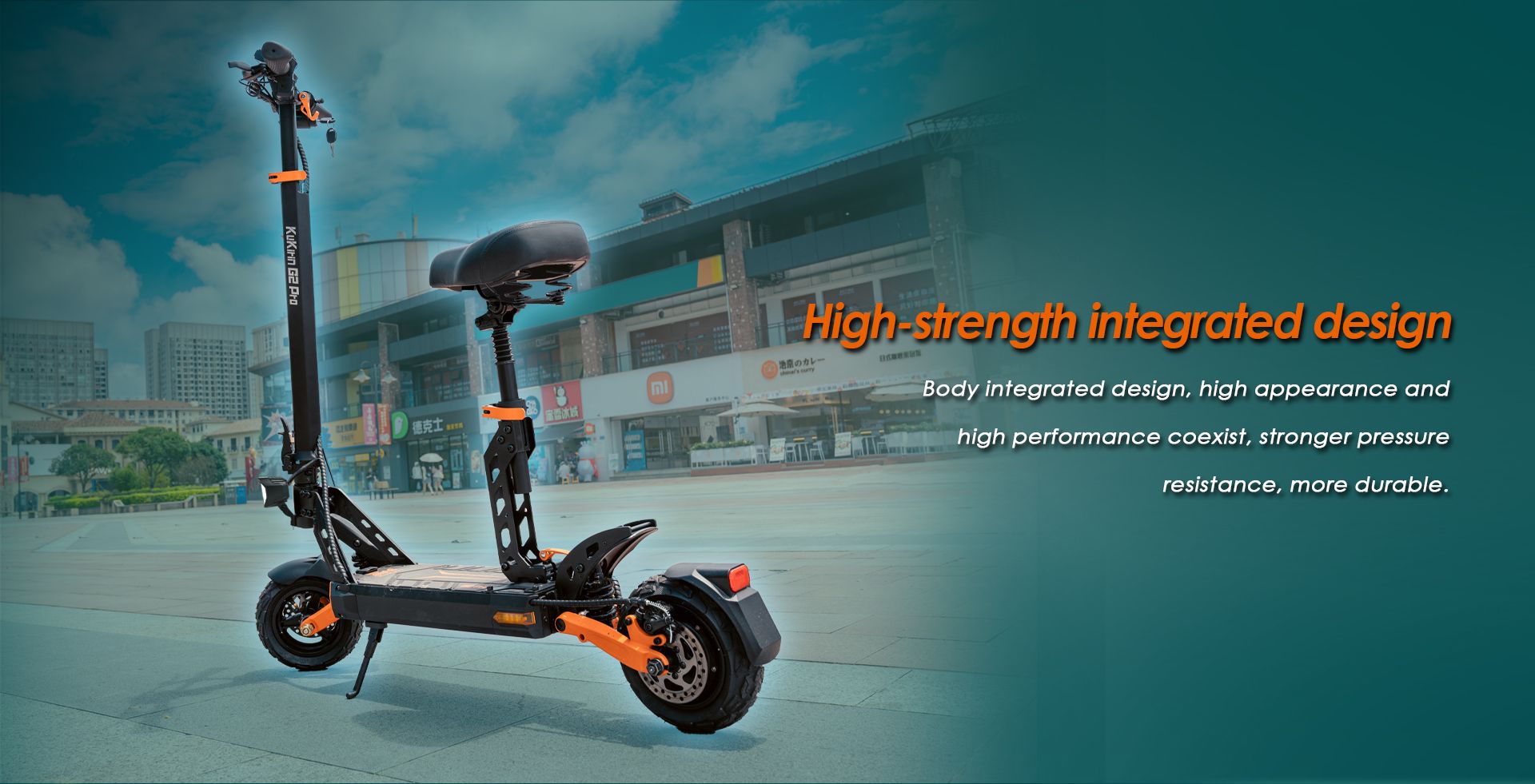 KuKirin G2 Pro foldable electric scooter full side view, high‑strength integrated frame
