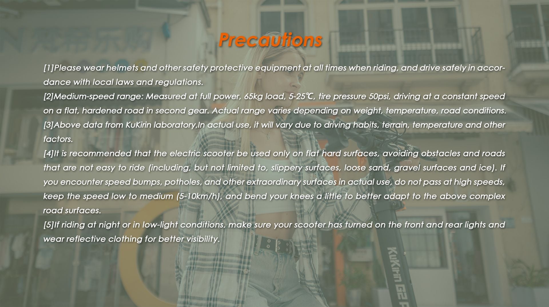 KuKirin G2 Pro electric scooter riding safety precautions and usage notice