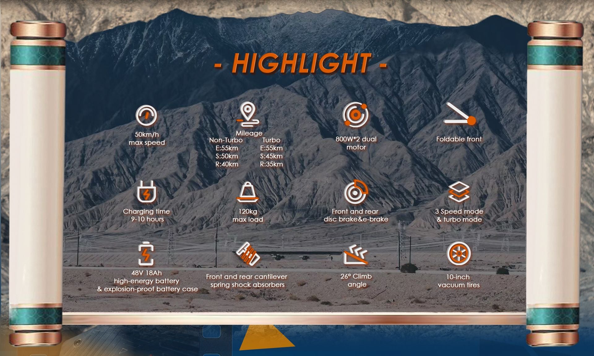 KuKirin G2 Ultra electric scooter key specifications infographic showing speed,motor,battery and performance parameters