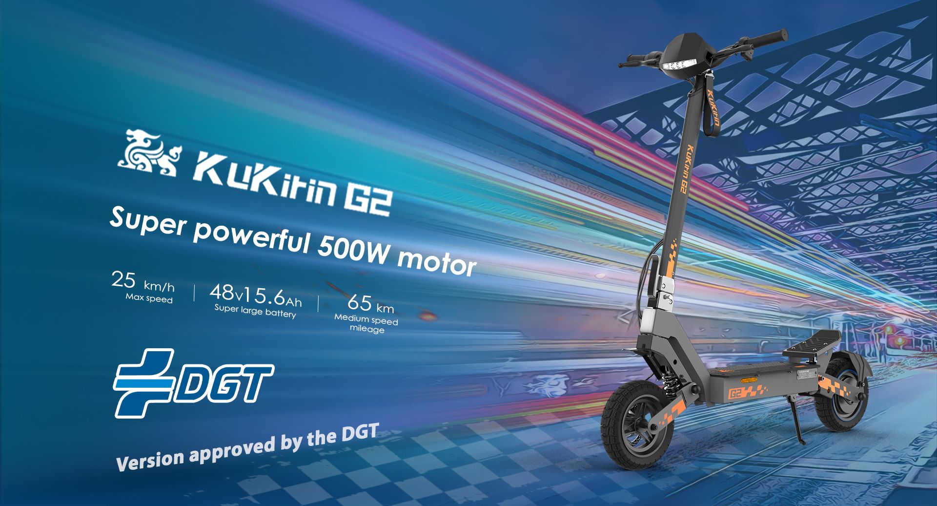 KuKirin G2 VMP DGT approved adult electric scooter specification banner