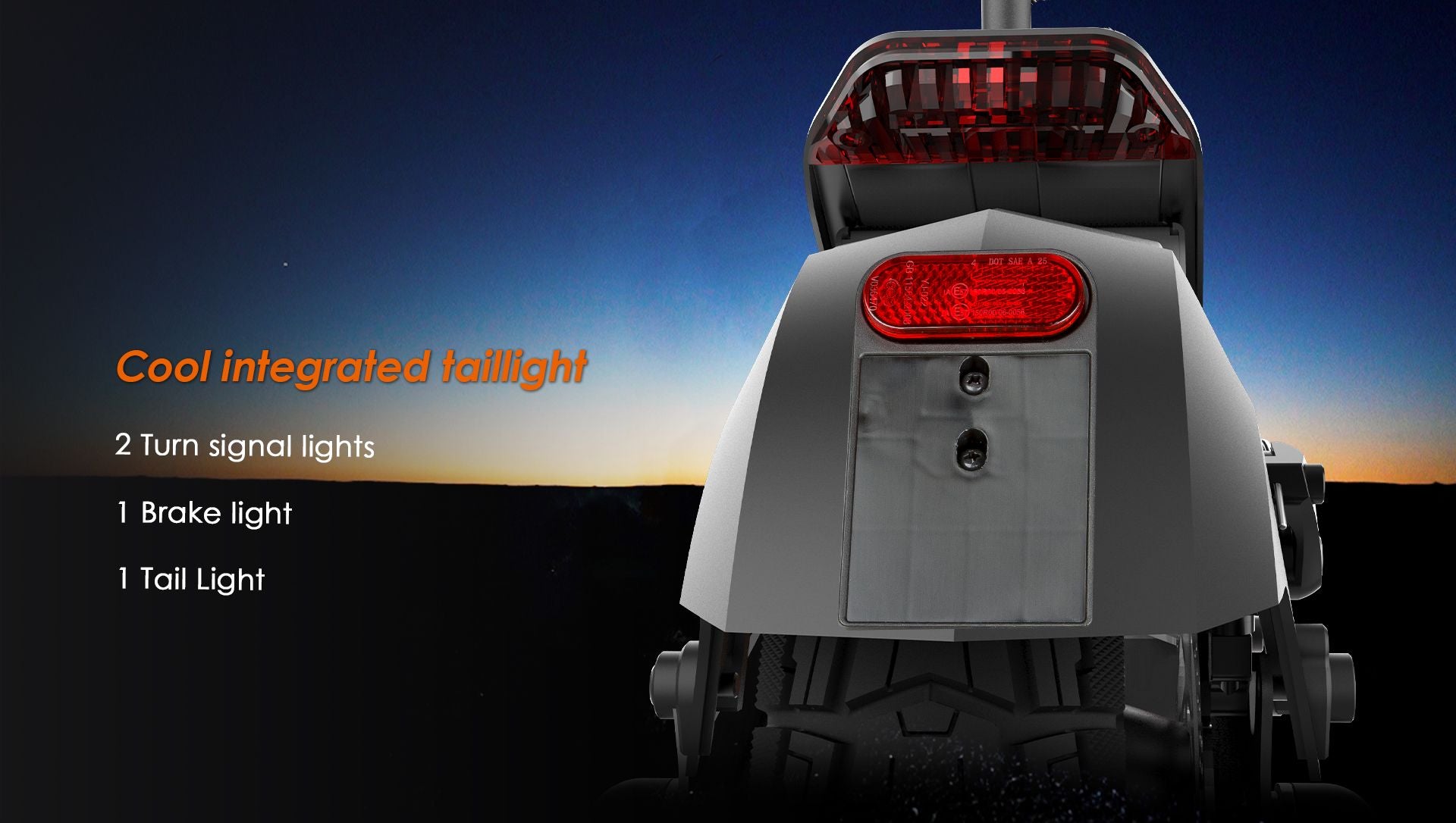 KuKirin G2 VMP electric scooter rear integrated taillight with brake light and turn signals