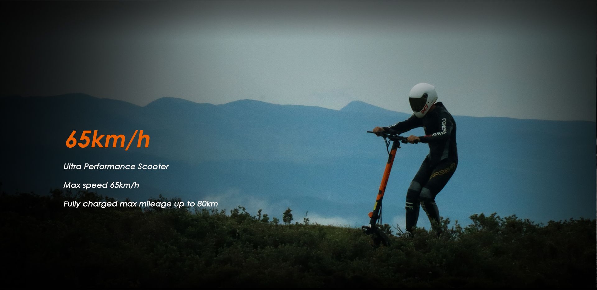 KuKirin G3 Pro high‑performance off‑road electric scooter outdoor mountain riding scene max speed 65kmh 80km max mileage