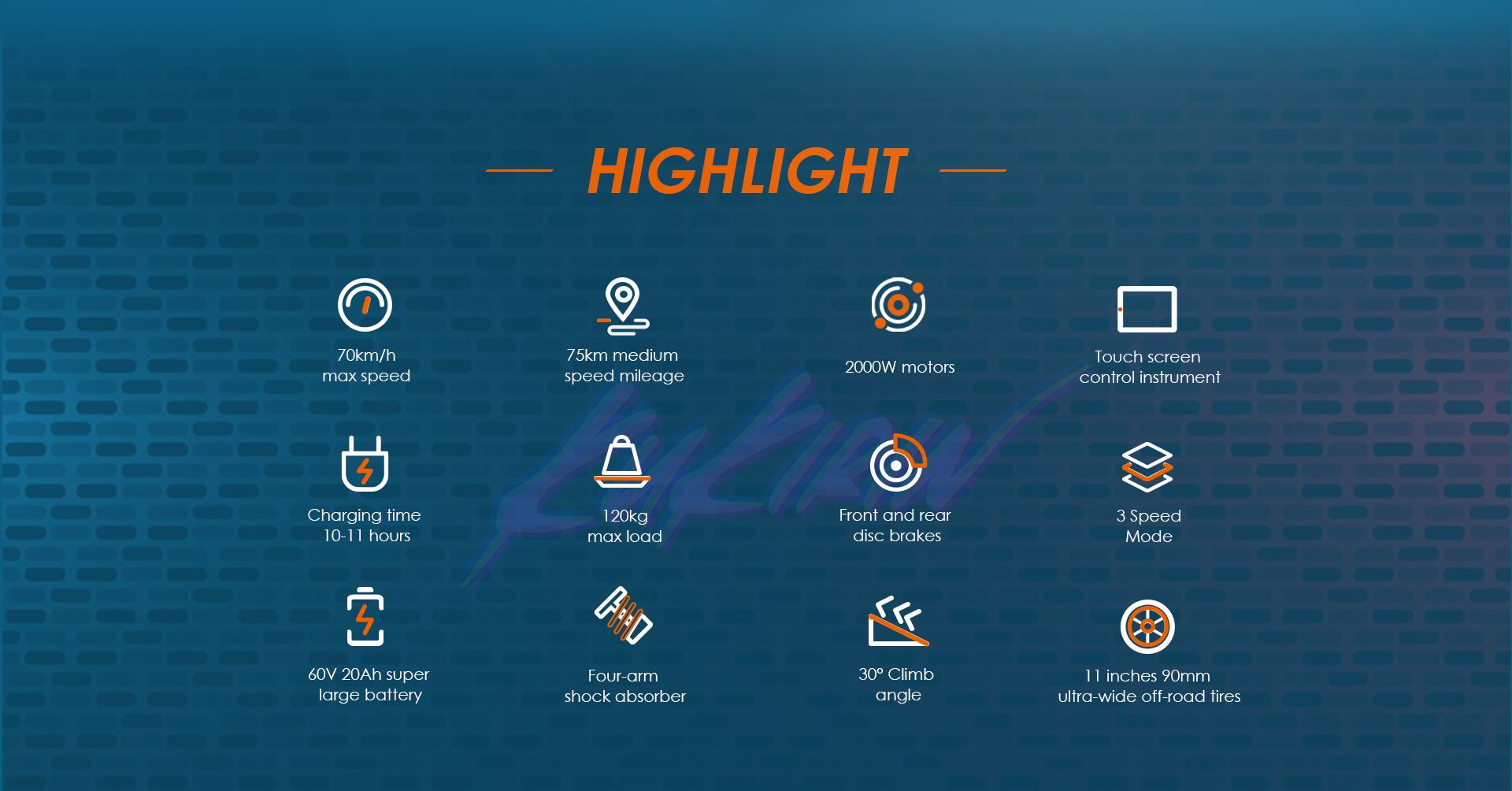 KuKirin G4 electric scooter highlights infographic showing max speed, motor, battery, load and off‑road features