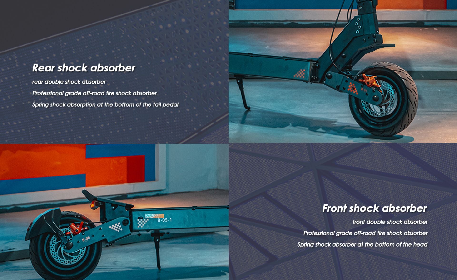 KuKirin G4 electric scooter front and rear double spring shock absorber, professional off‑road suspension system