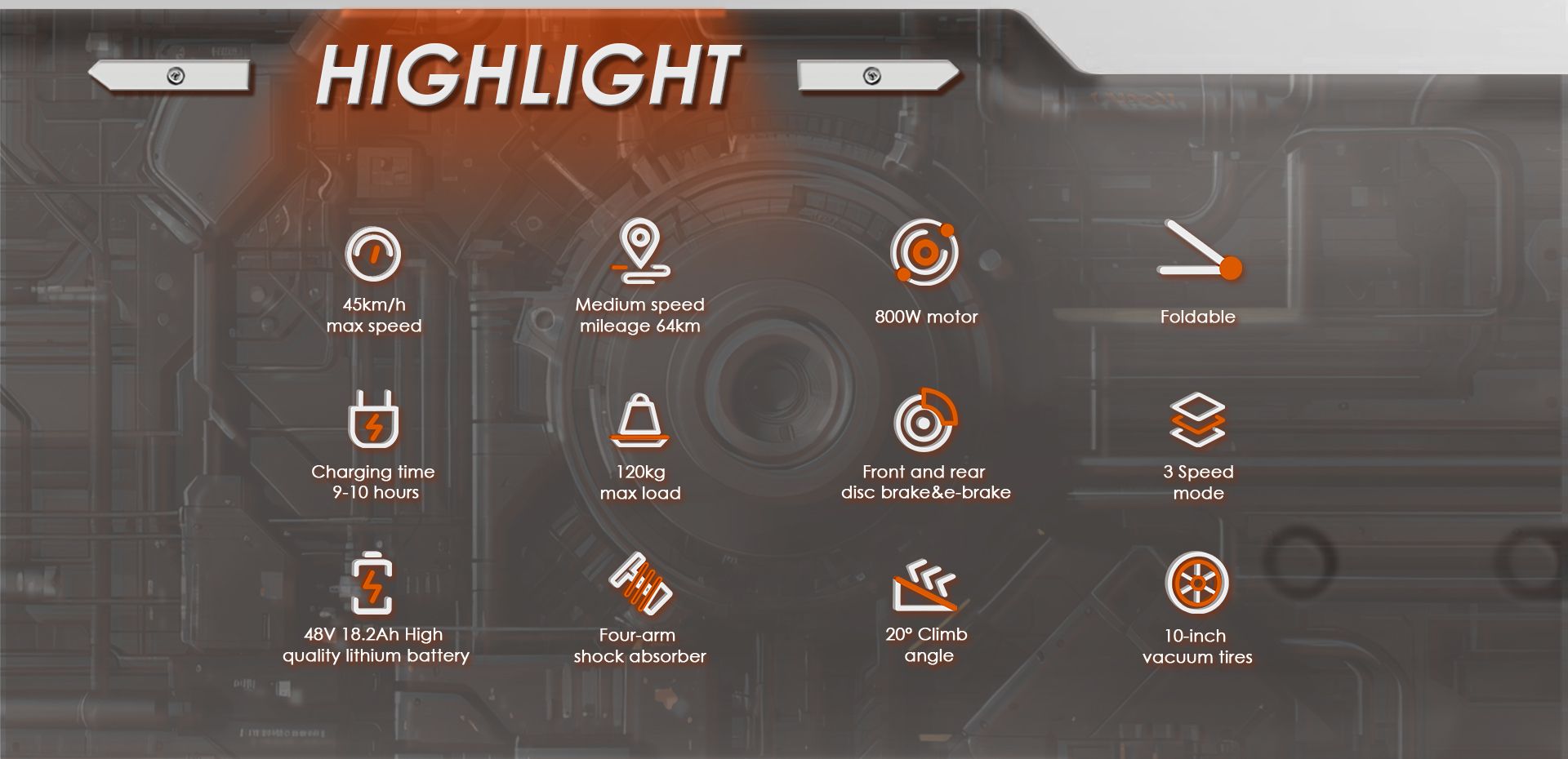 KuKirin M4 Max electric scooter key specifications infographic, shows speed, battery, motor, brake and tire parameters